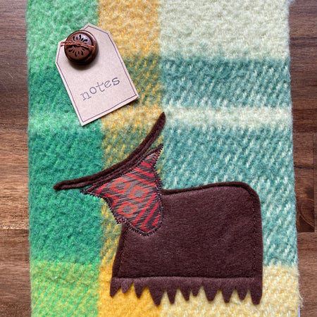 A5 Upcycled Notebook Highland Cow - Green