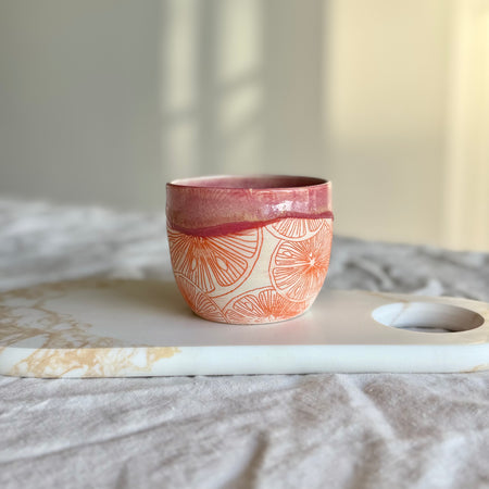 Handmade Ceramic Tumbler | Orange Blossom | Wheel Thrown Pottery