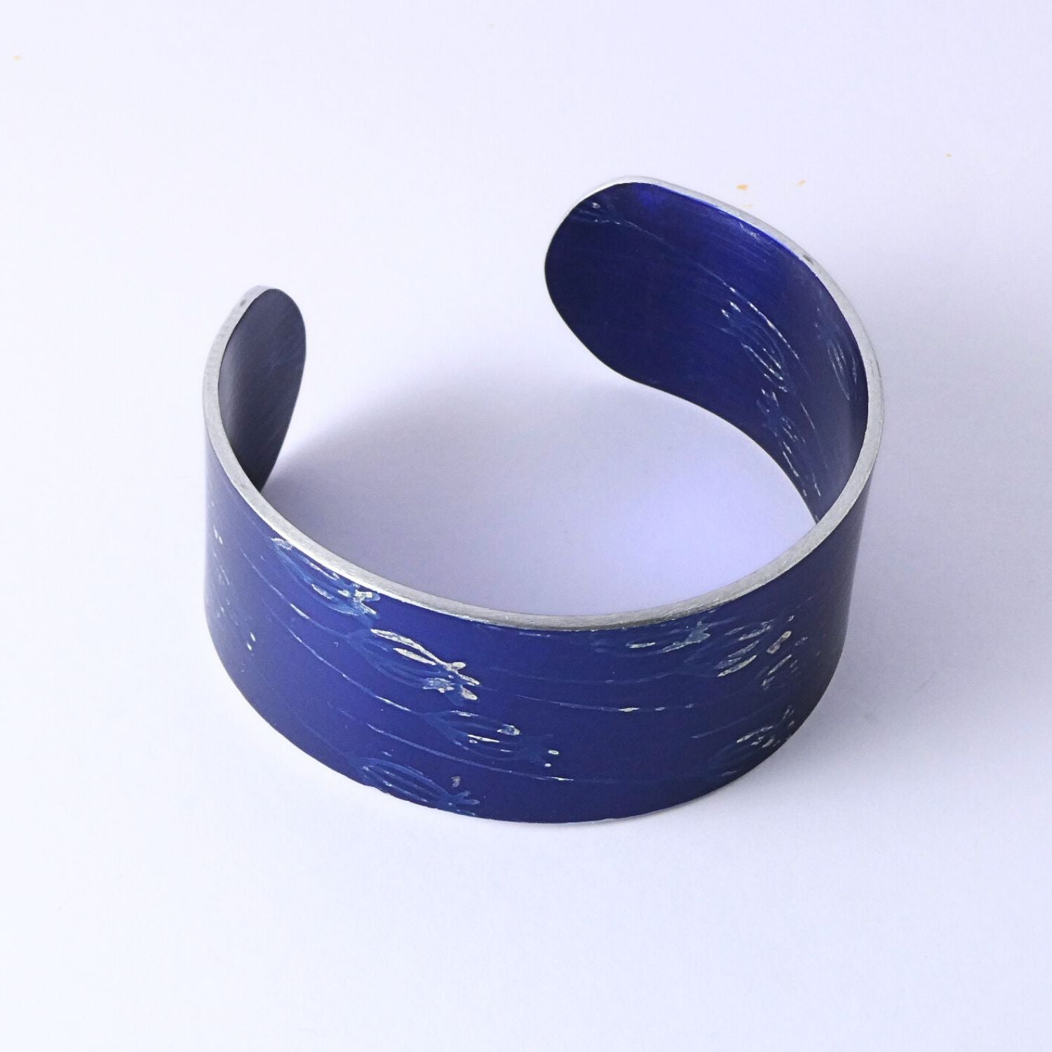 Anodized aluminium bangle hand printed Midnight Blue Collection - AB017
