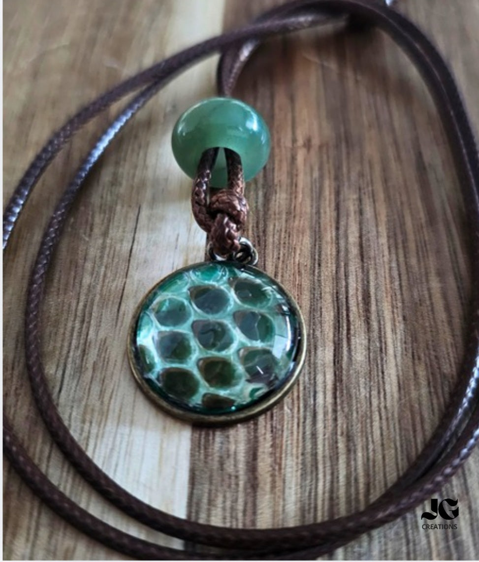 Ready to Ship Hand-Painted Snakeskin Pendant Necklace