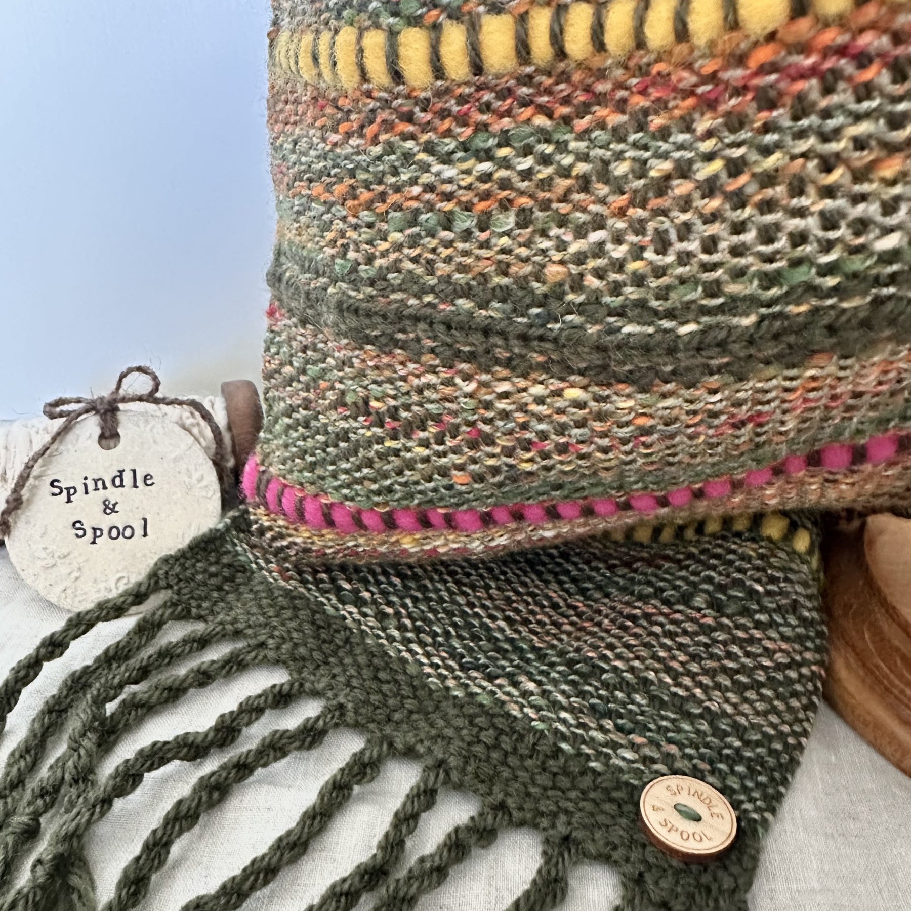 Handspun 'Springtime' Woven Scarf