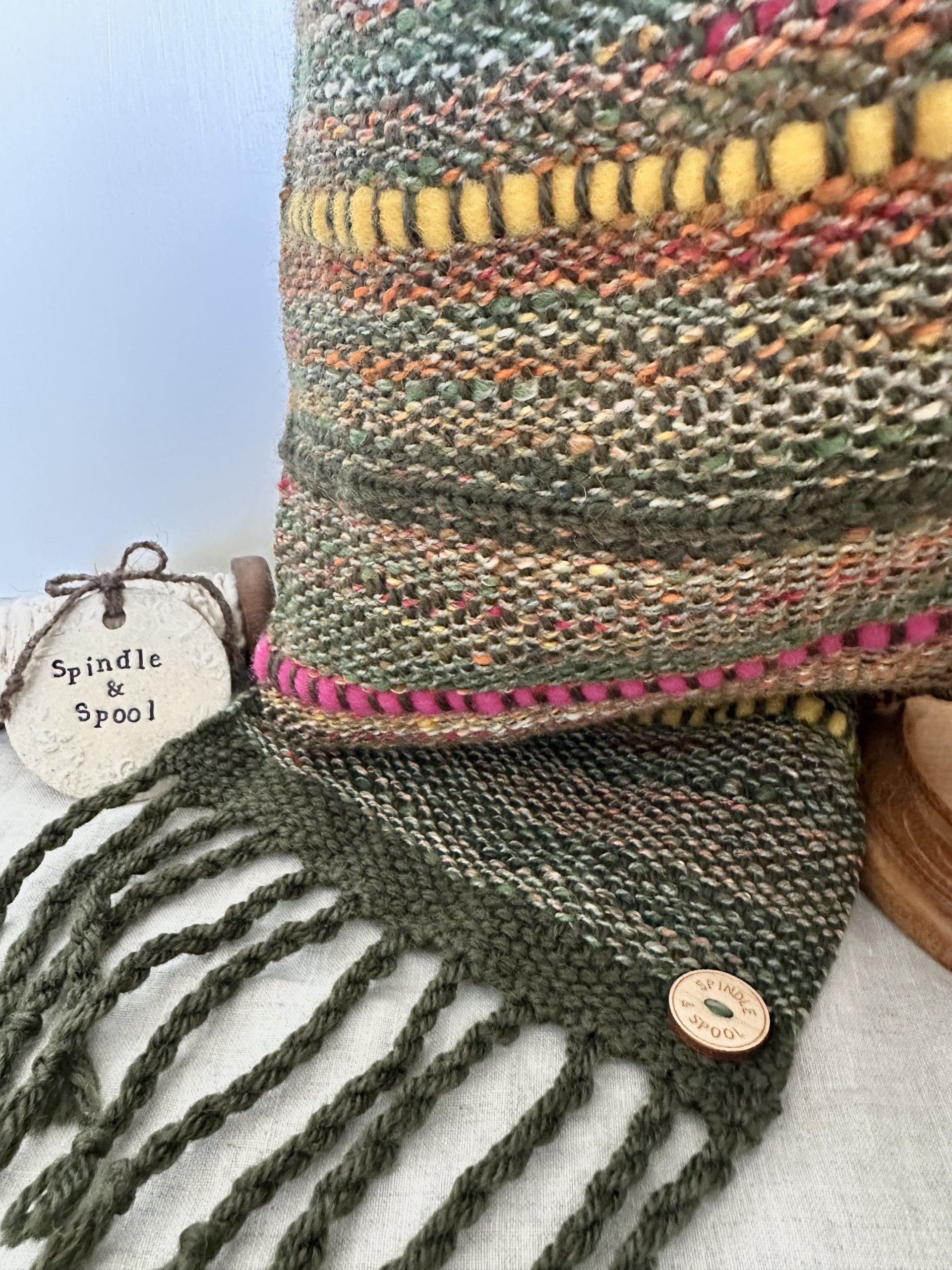 Handspun 'Springtime' Woven Scarf