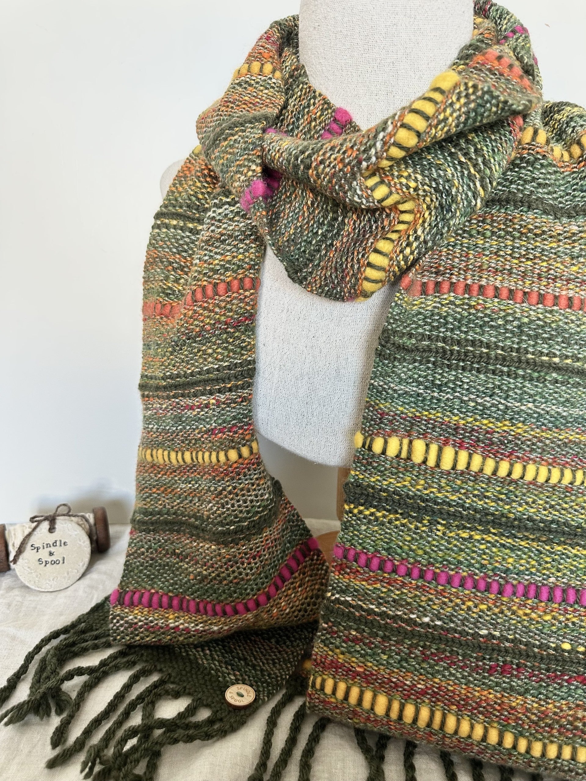 Handspun 'Springtime' Woven Scarf