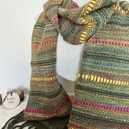 Handspun 'Springtime' Woven Scarf