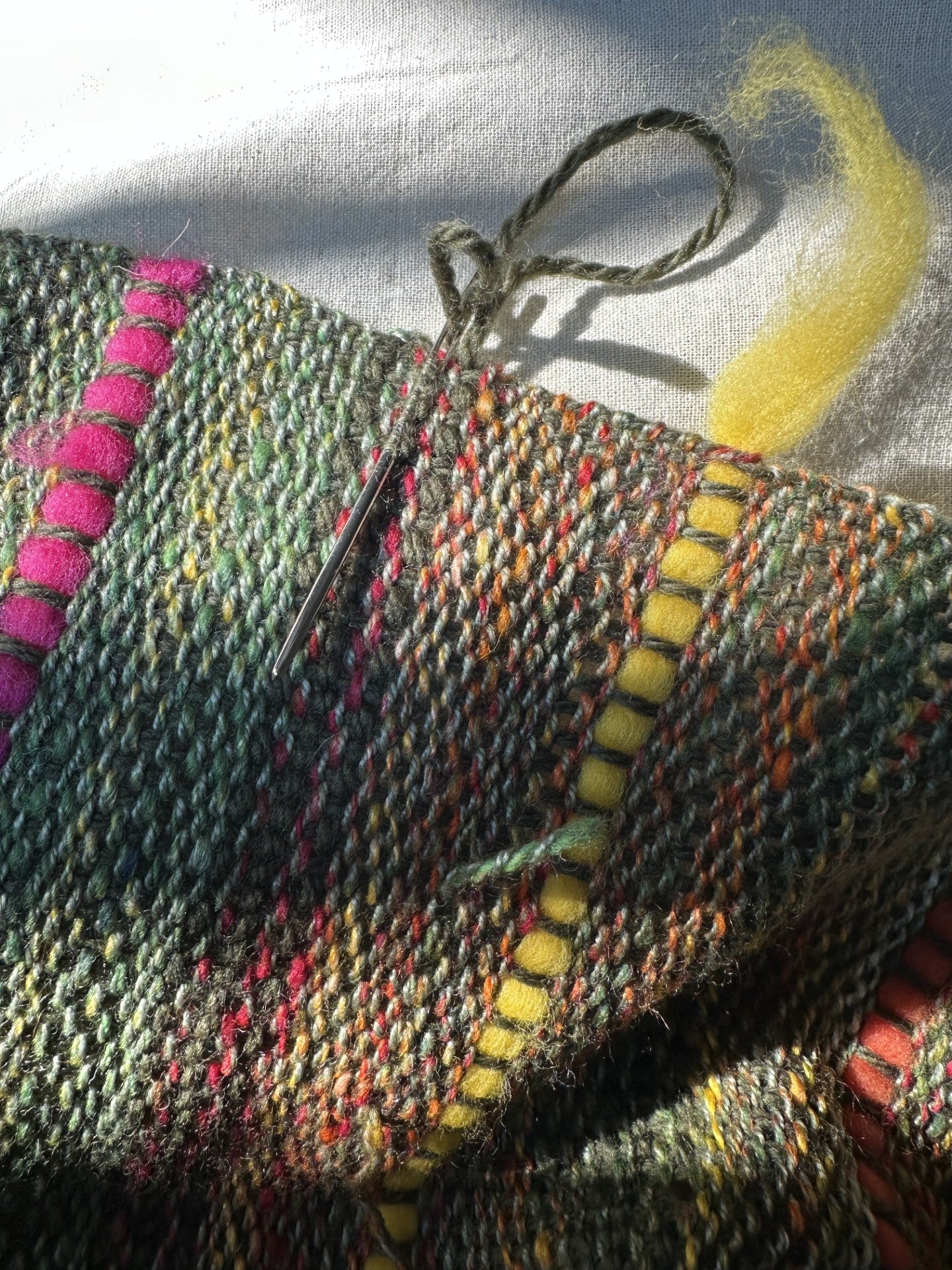 Handspun 'Springtime' Woven Scarf