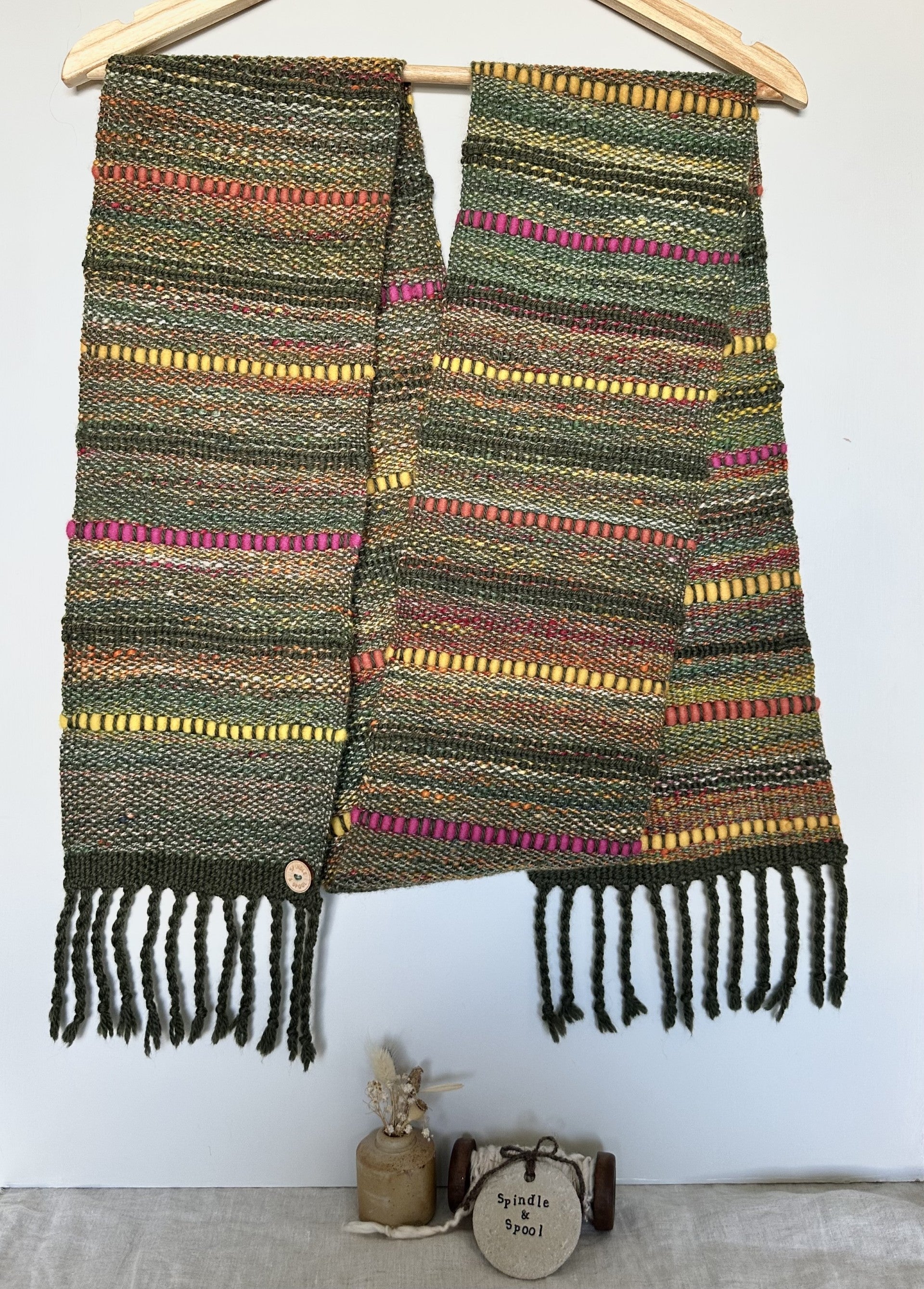 Handspun 'Springtime' Woven Scarf