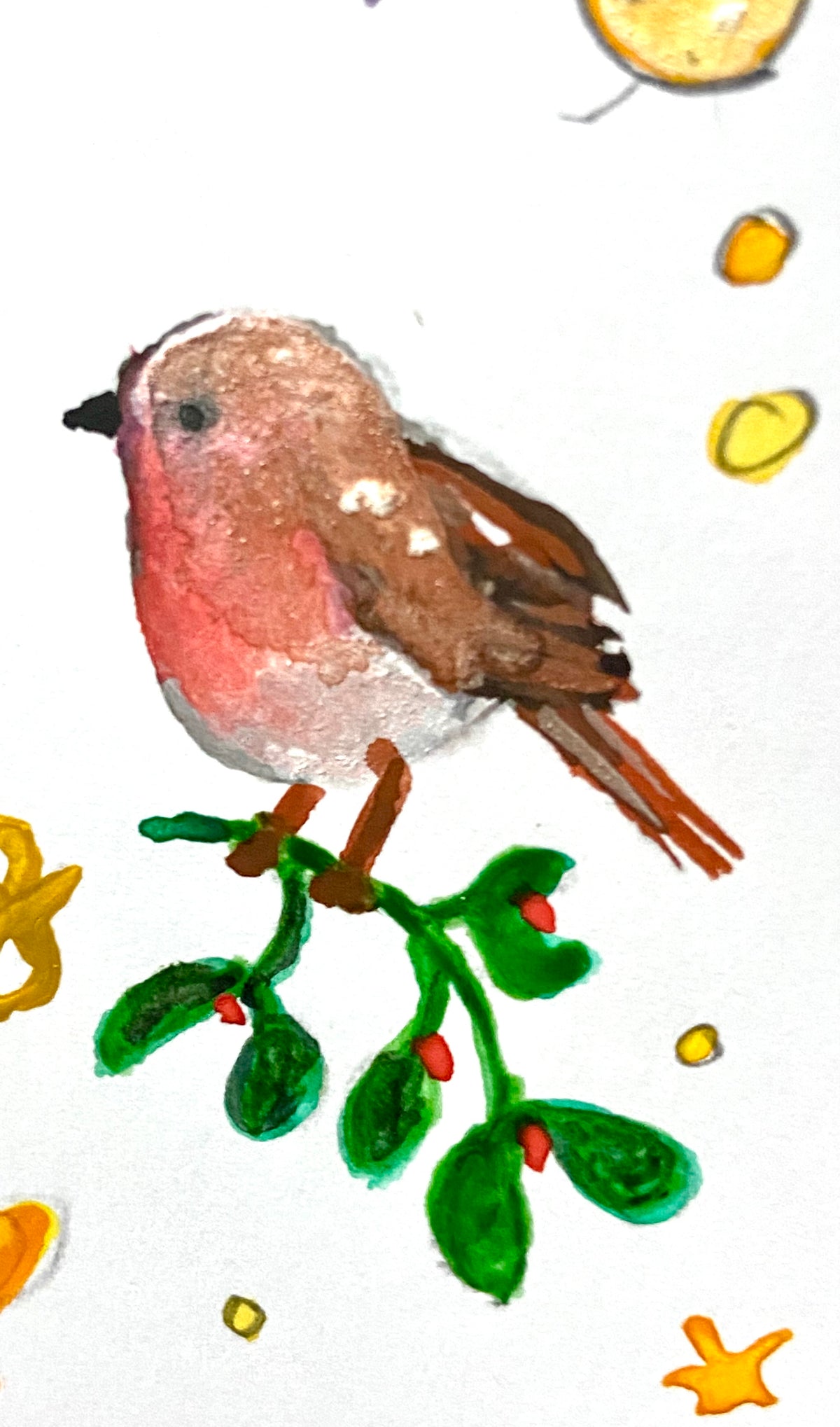 Hand Painted Christmas Card - yellow version