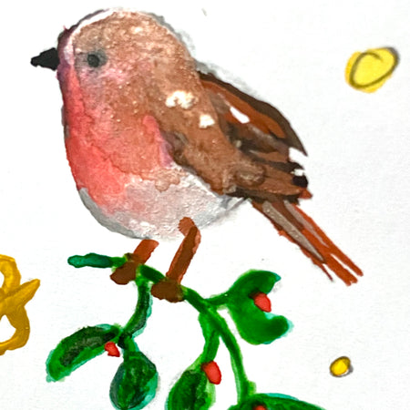 Hand Painted Christmas Card - yellow version