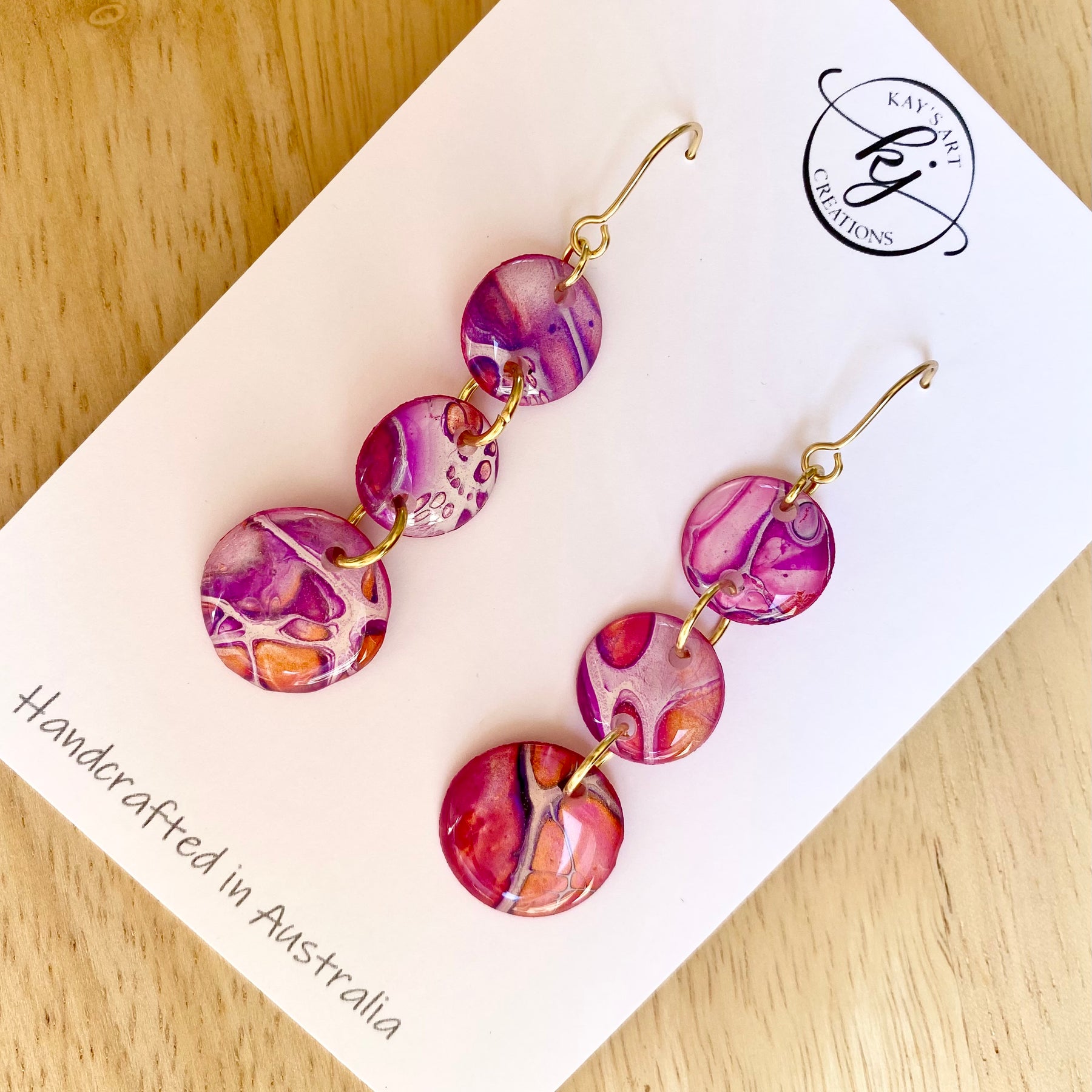 Artisan Hand Painted Stud Dangle Earrings