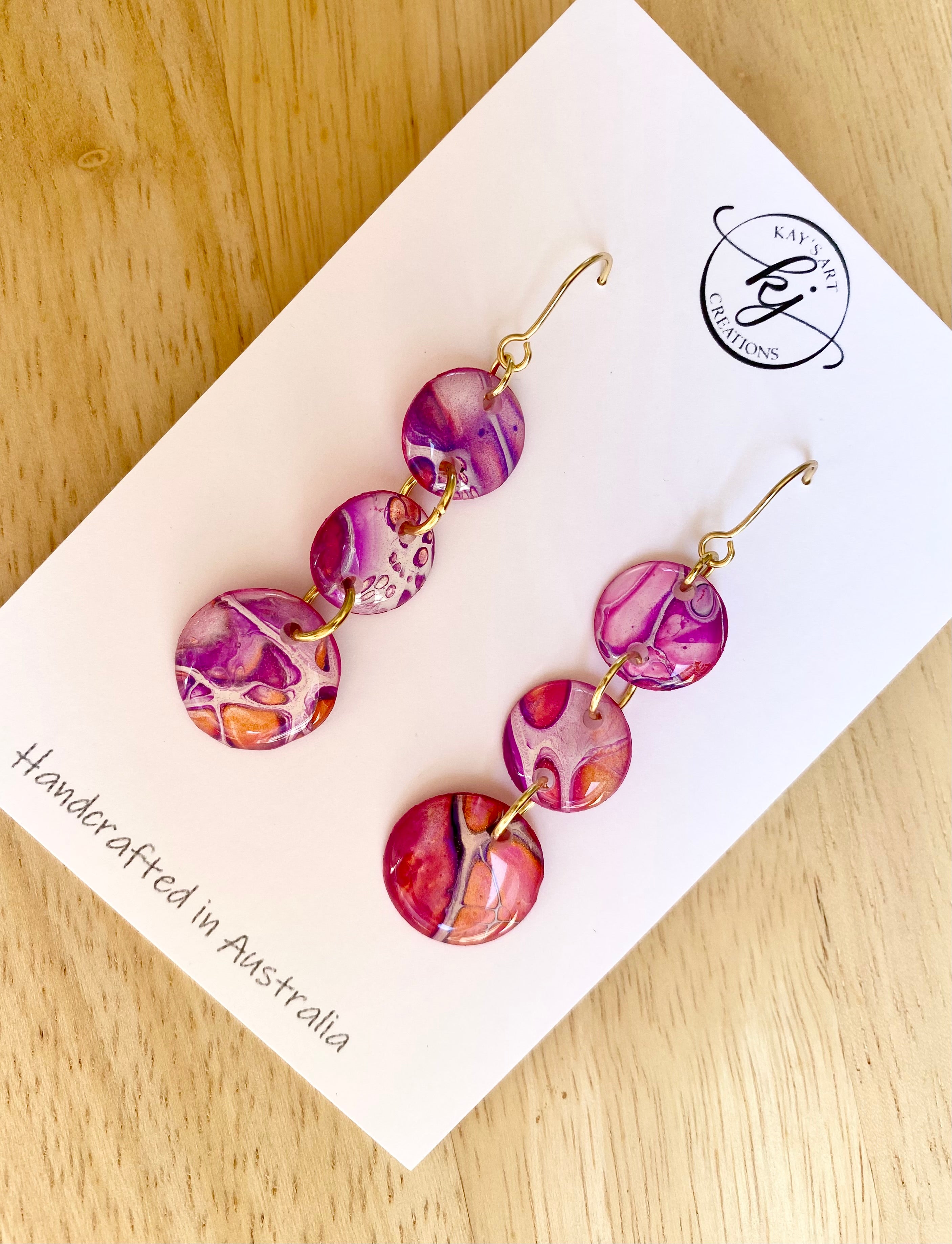 Artisan Hand Painted Stud Dangle Earrings