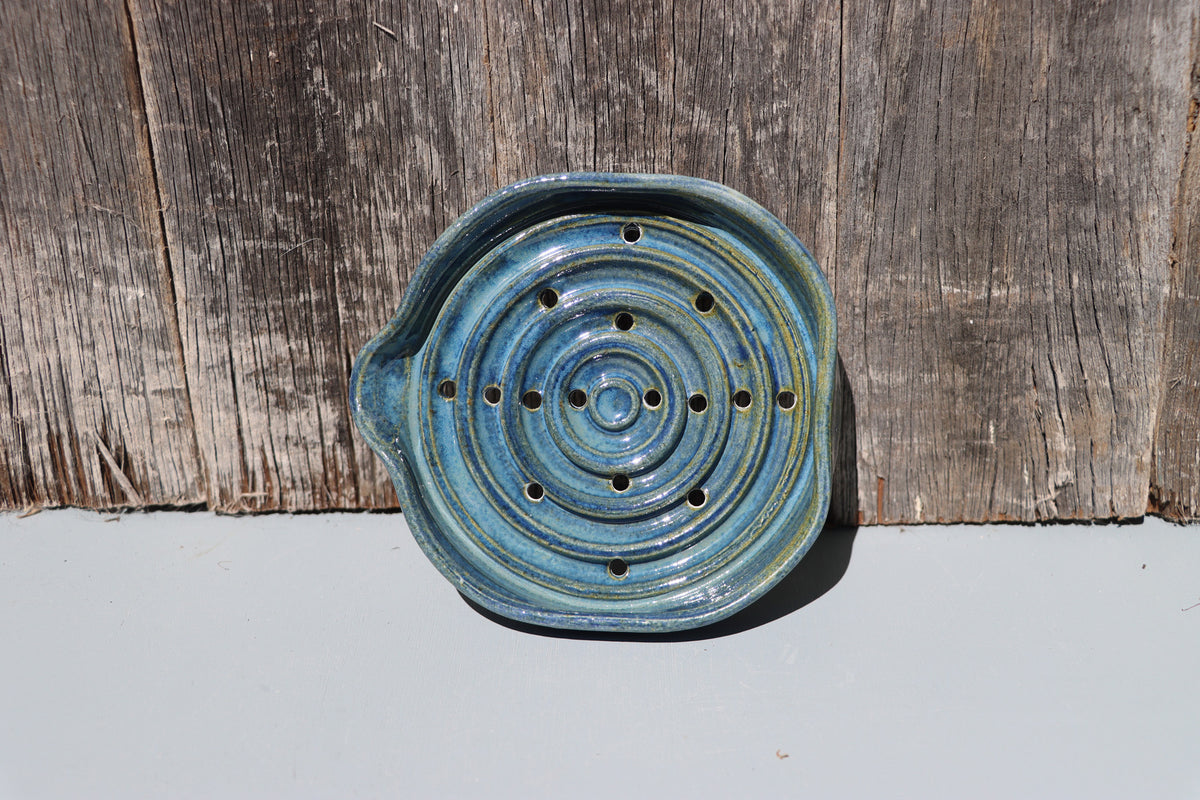 Soap dishes in misty green and blue - hand thrown