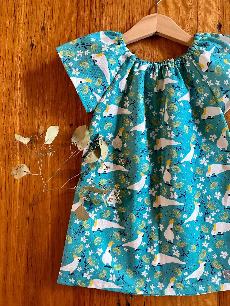 turquoise cockatoos dress 3