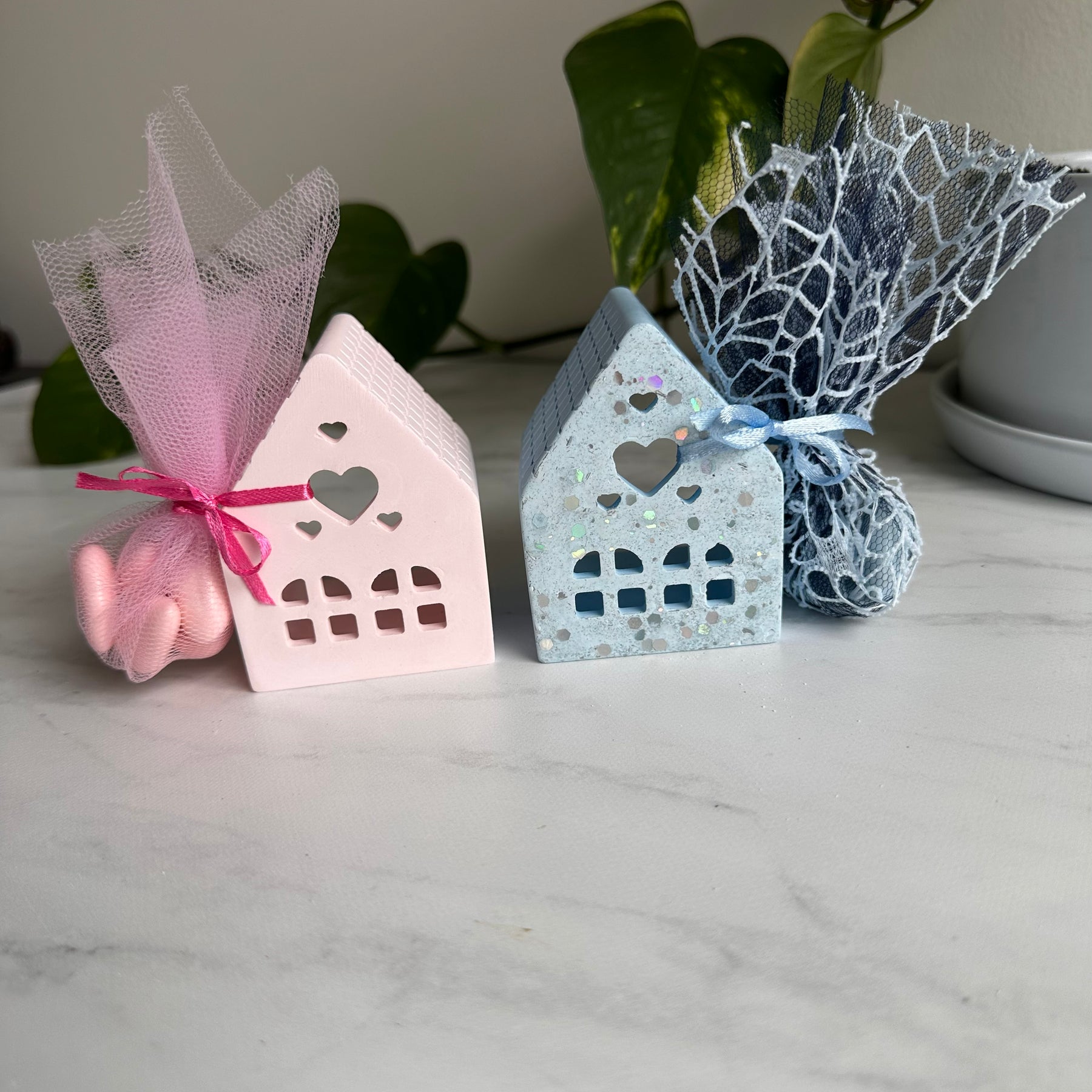 Miniature houses - tea light holders