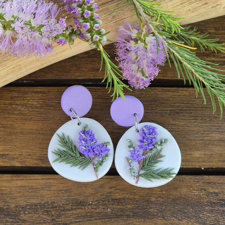 Lavender Callistemon Dangle Earrings