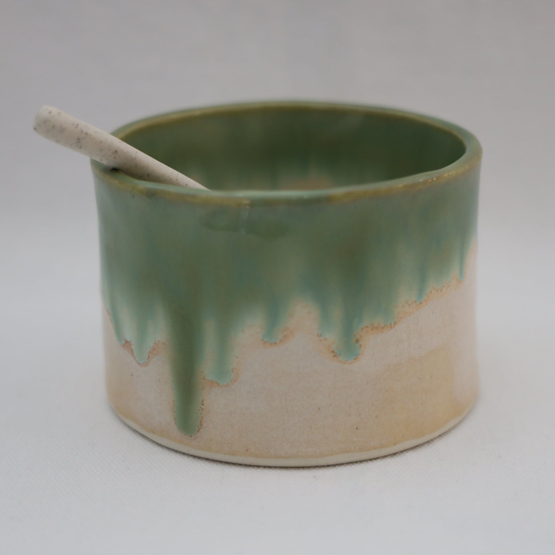 Ceramic Dip Bowl & Spoon - Light Green