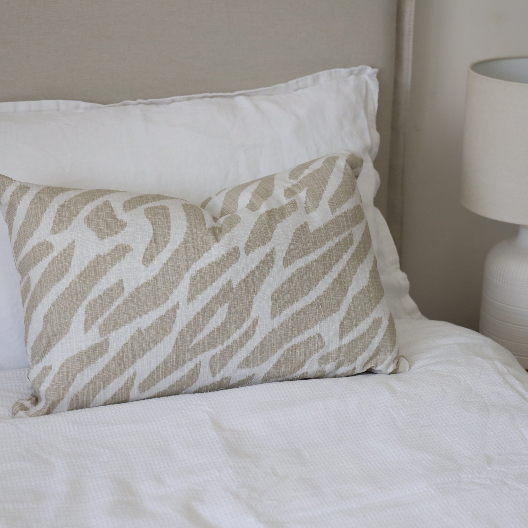 Pair of Rectangular Cushion Covers - Sandy Beige Abstract Animal Print