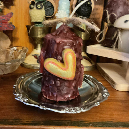 In Love and Lust Intention Spell Ritual Altar Beeswax Pillar Candle Burgundy