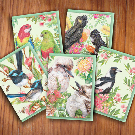 Set of 5 Greeting Cards - Australian Birds