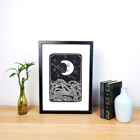 Gentle Moon Tarot - original hand-carved linoprint