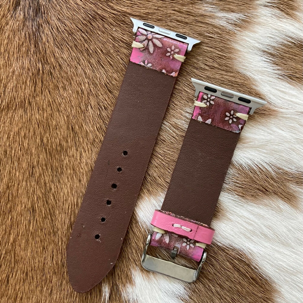 Apple Watch Band - pink and white flowers