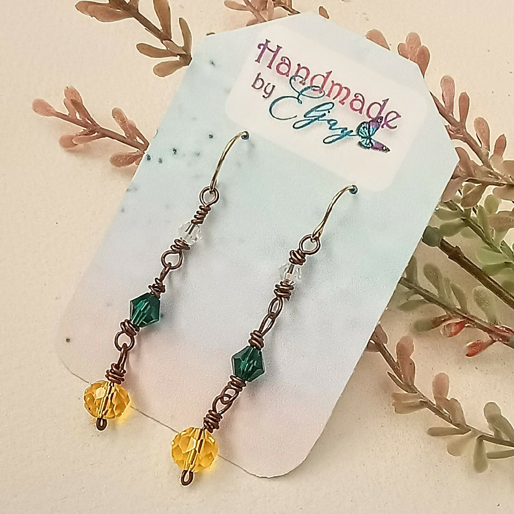 'Aussie Drop' Copper Wire-Wrap Earrings