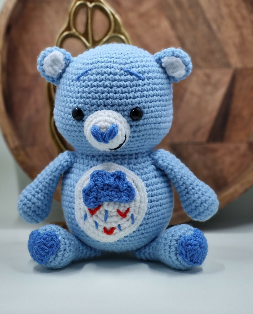 Grumpy Bear, Bear plush toy, Crochet toy, baby gift, nursery decor, baby shower, care bear