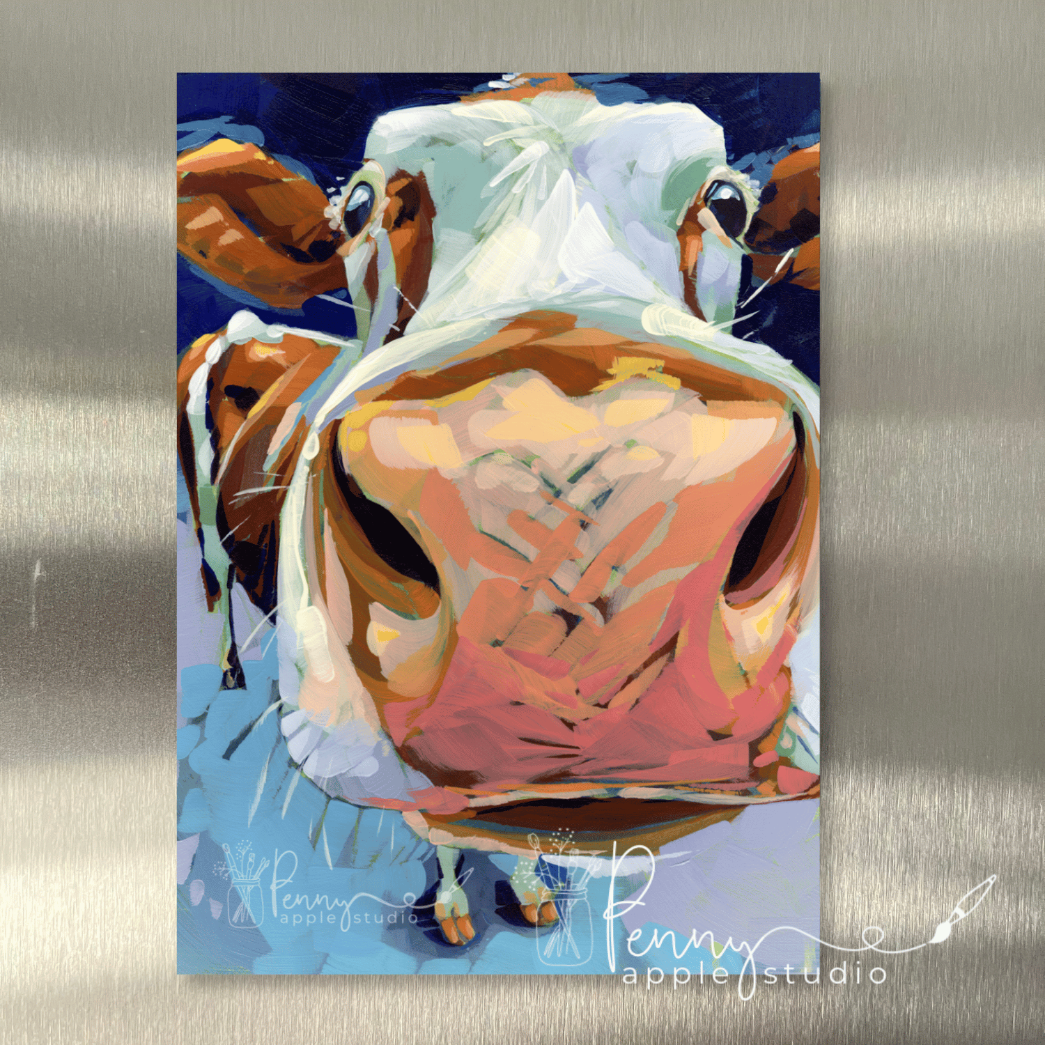 (1) Cow Fridge Magnet – Expressive Mini Art