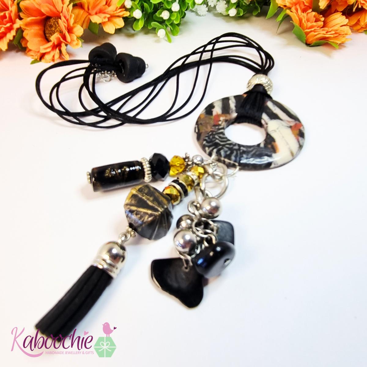 Statement Necklace Handmade From Polymer Clay - Africana