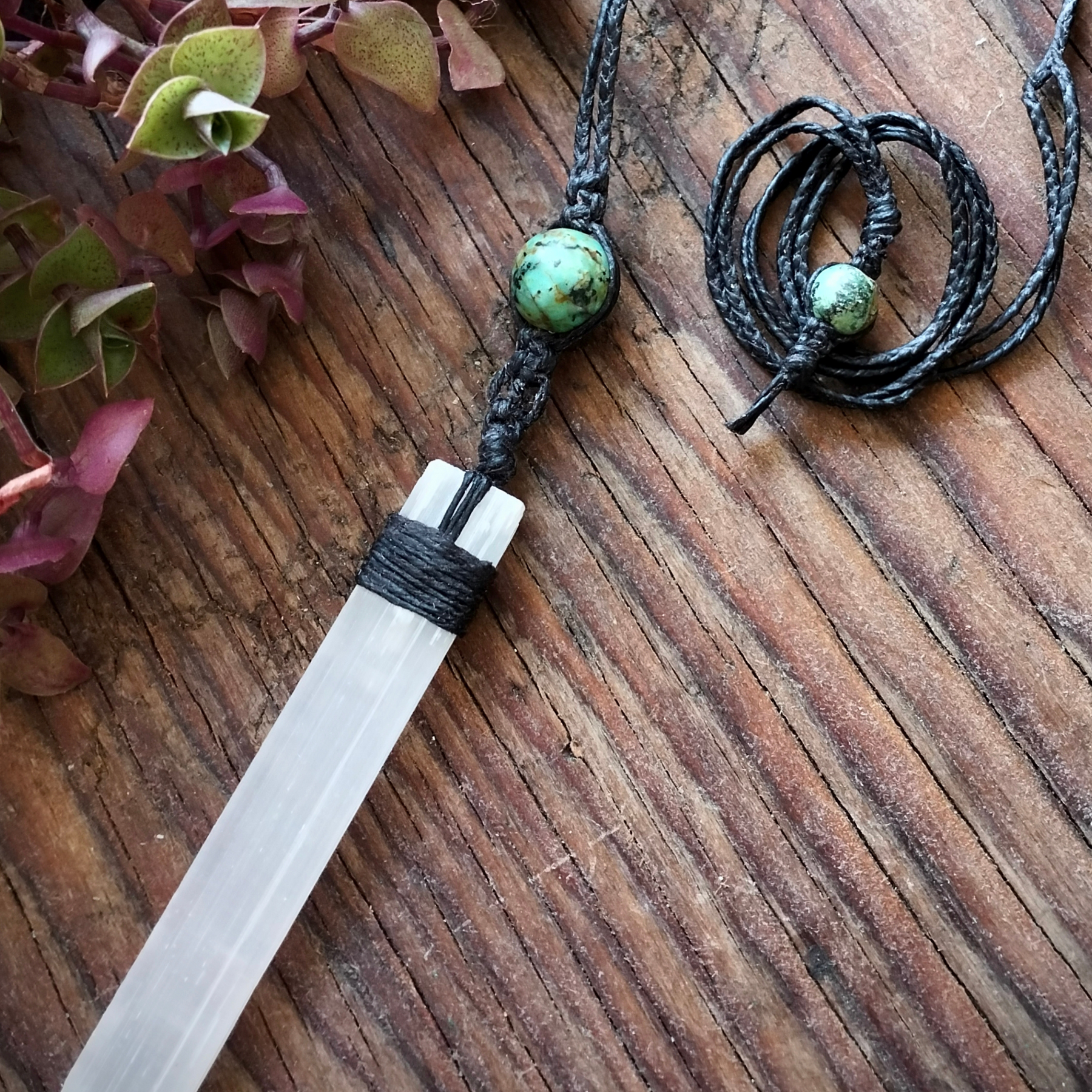 •| SELENITE | AFRICAN TURQUOISE |• NECKLACE