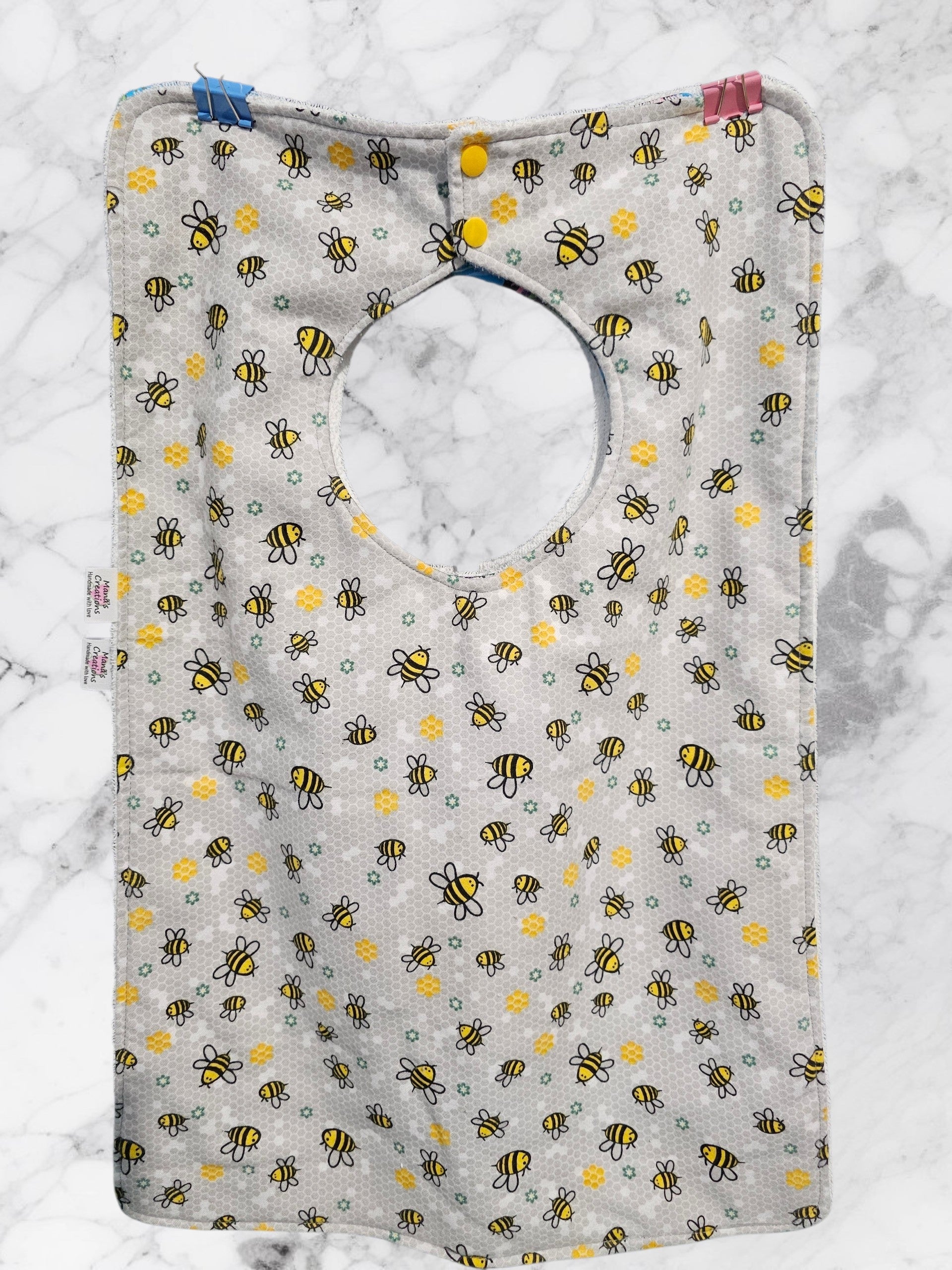 Adult / Special Needs Bib – Clothing Protector - Bees