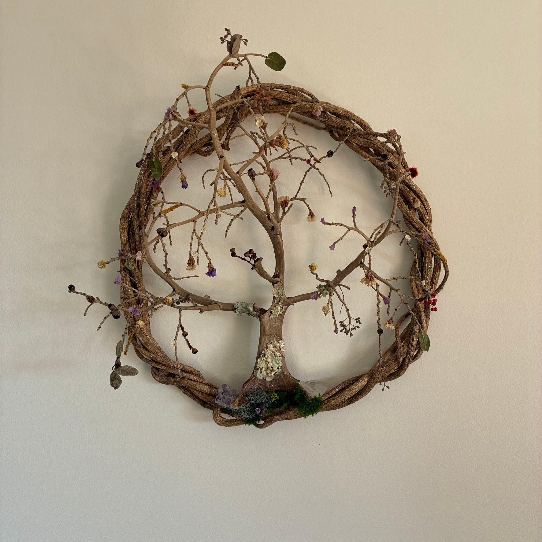 Wreath ~ Tree of Life Wreath with Amethyst & Clear Quartz