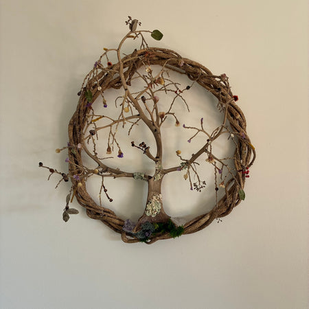 Wreath ~ Tree of Life Wreath with Amethyst & Clear Quartz