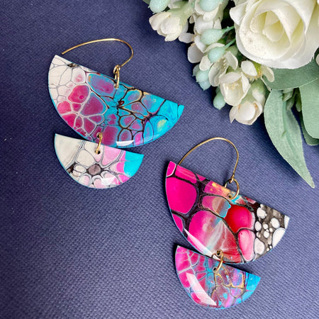 Magenta Turquoise Wearable Art Colourful Lightweight Earrings