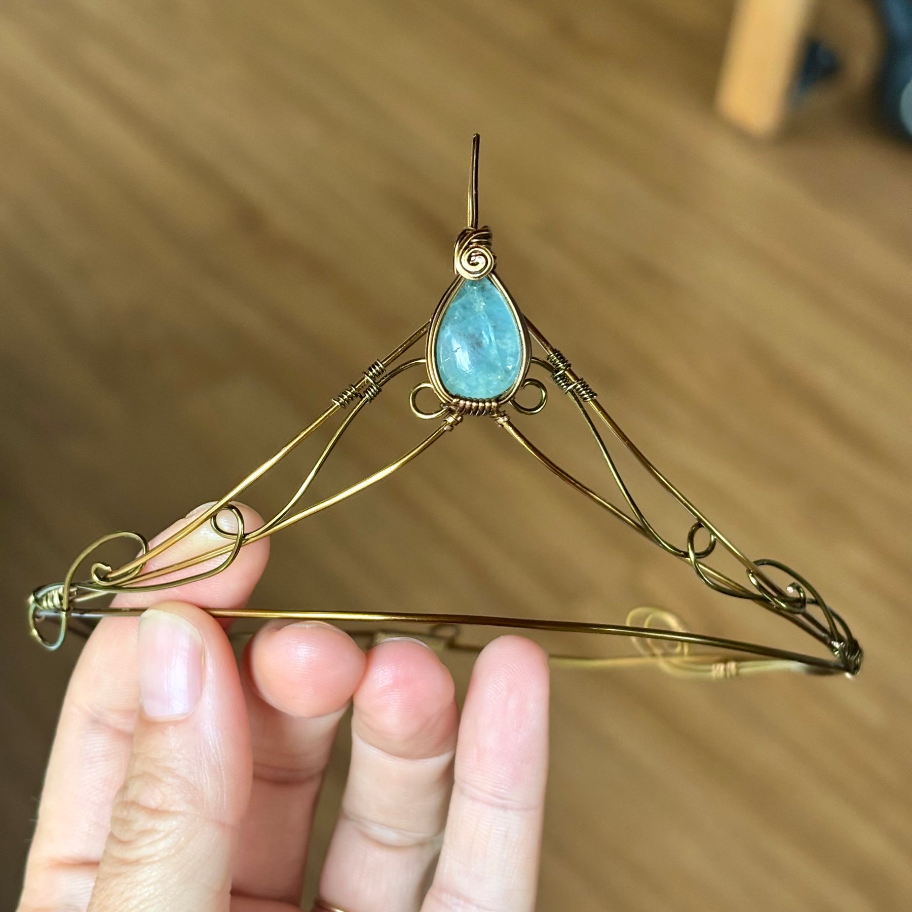 Aquamarine Crystal tiara crown in copper