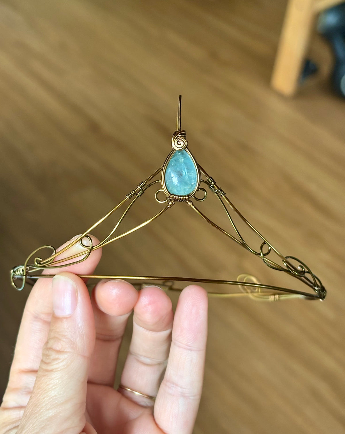 Aquamarine Crystal tiara crown in copper