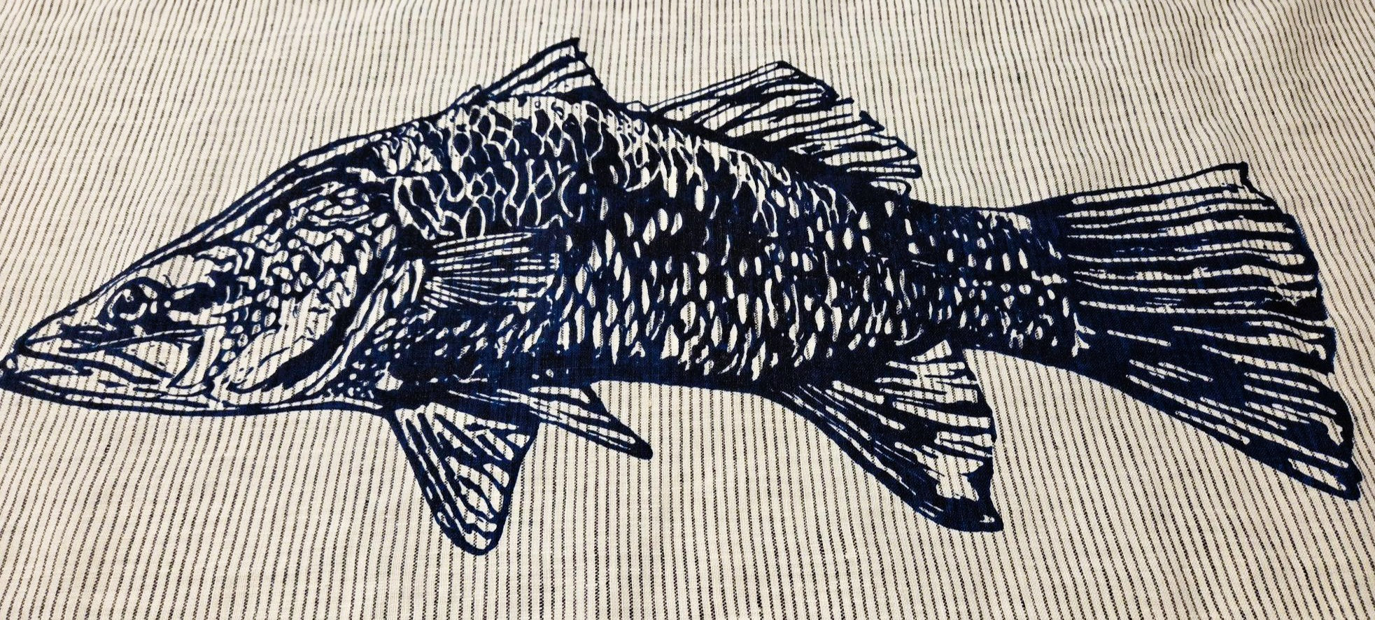 Hand Screen Printed Linen Tea Towels- Australian Barramundi