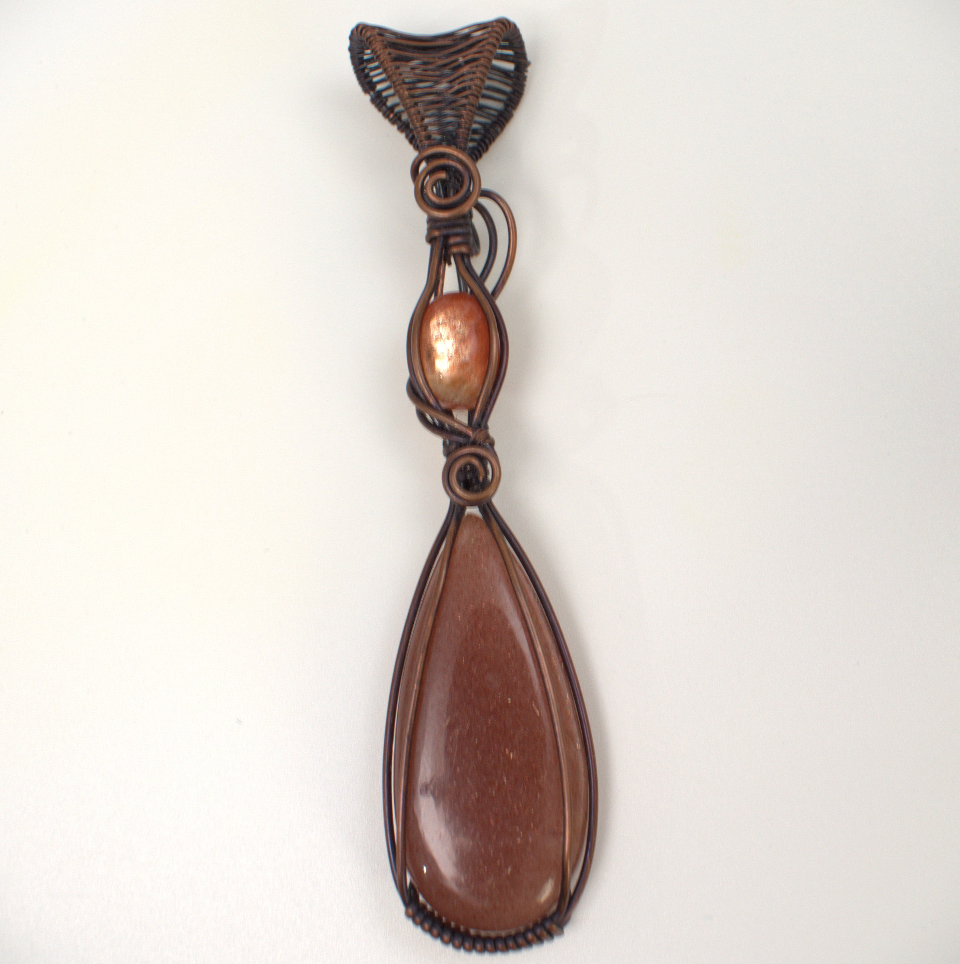 The Inner Glow - Peach Moonstone & Sunstone Copper Pendant