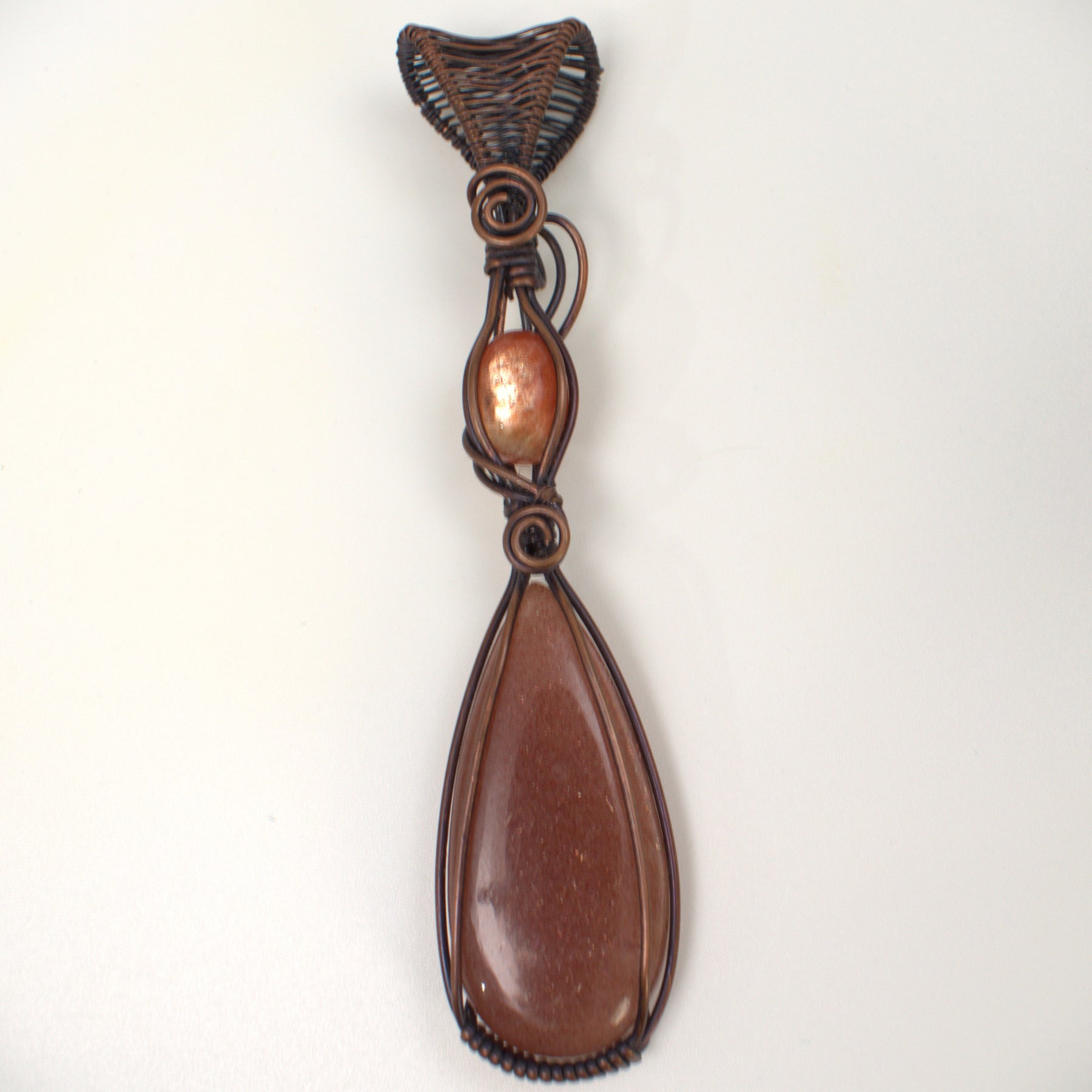 The Inner Glow - Peach Moonstone & Sunstone Copper Pendant