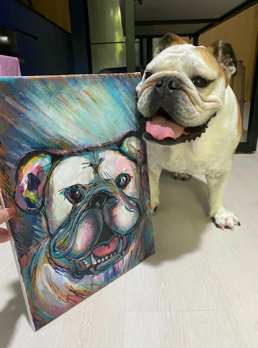 12x16" Custom pet portrait of Tank & Panzer