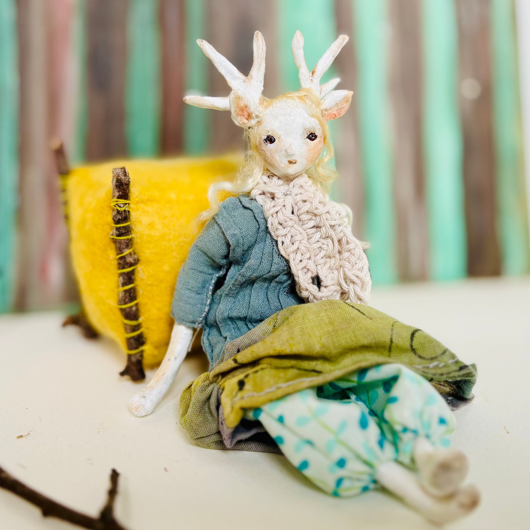 Art doll deer girl woodland creature collectable