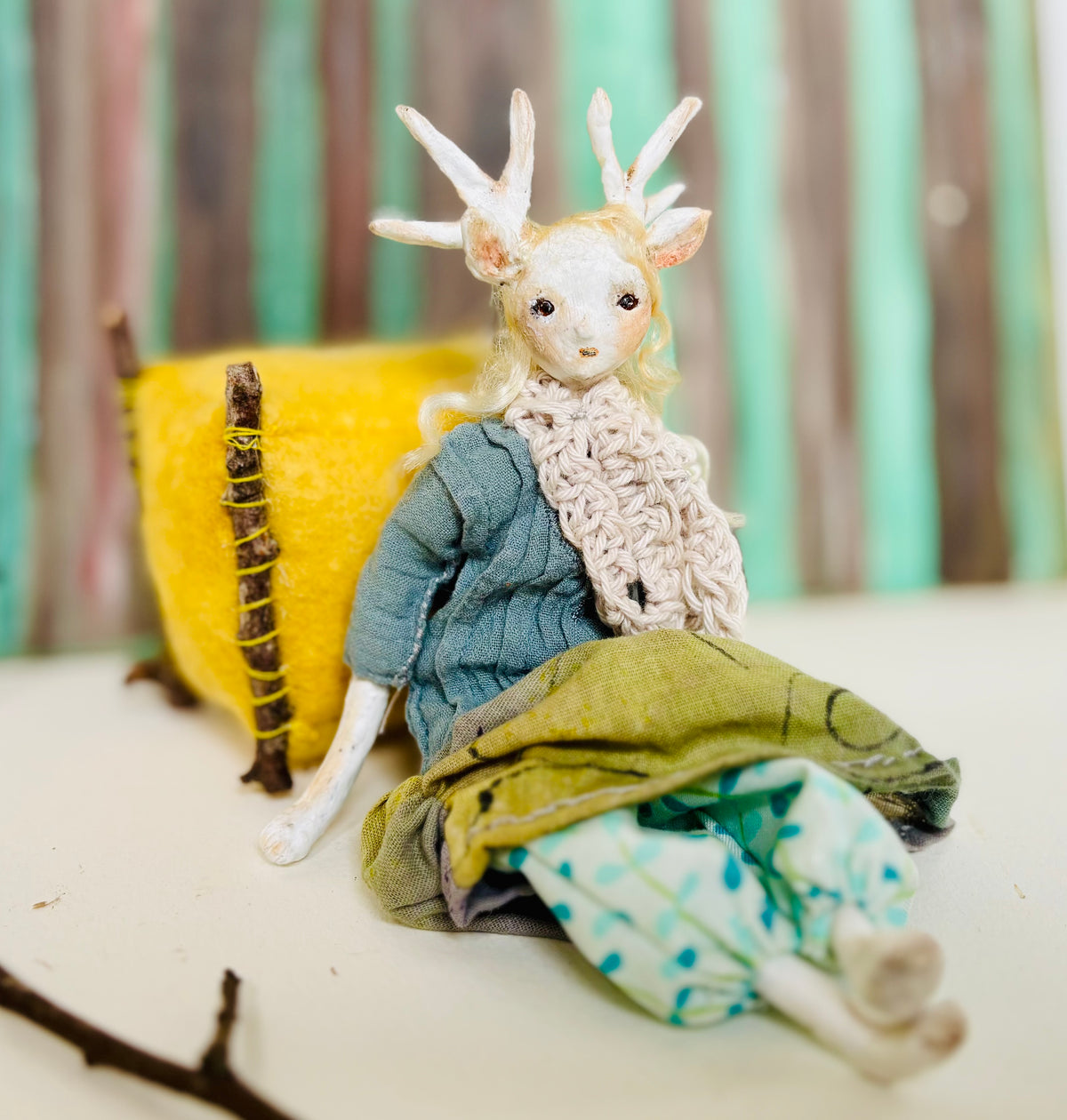 Art doll deer girl woodland creature collectable