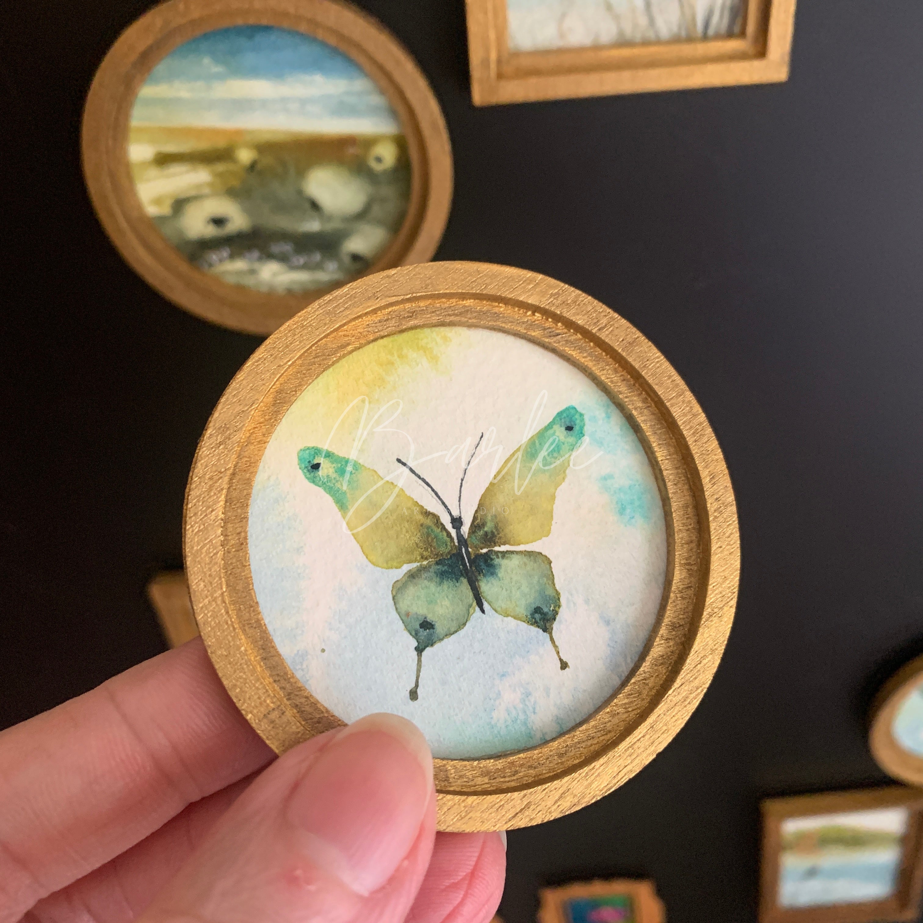 Large Hand Painted Fridge Magnet Set - 3 Framed Original Mini Paintings