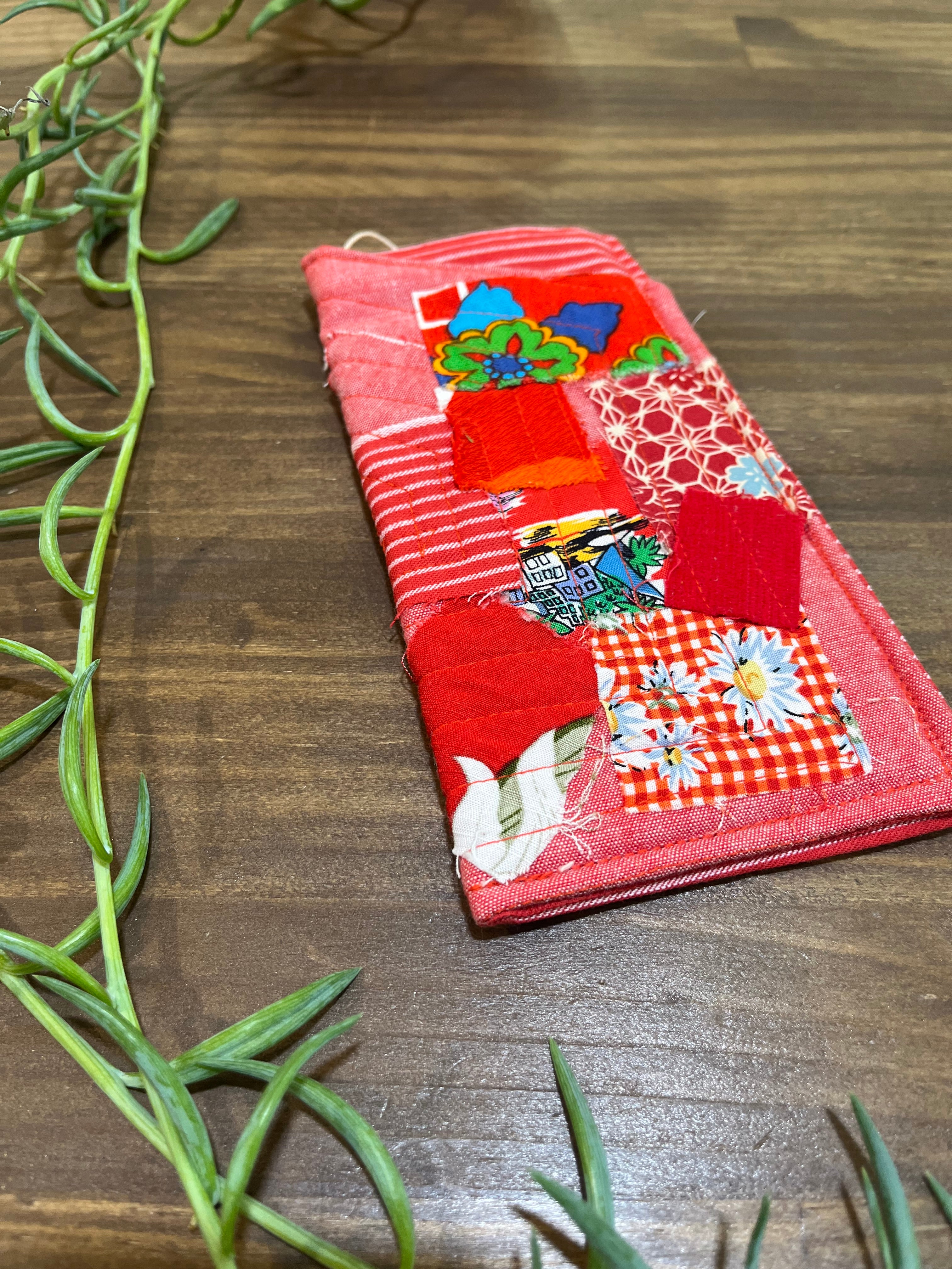 gorgeous red scrappy patch sunglass pouch - violetclothing - free postage