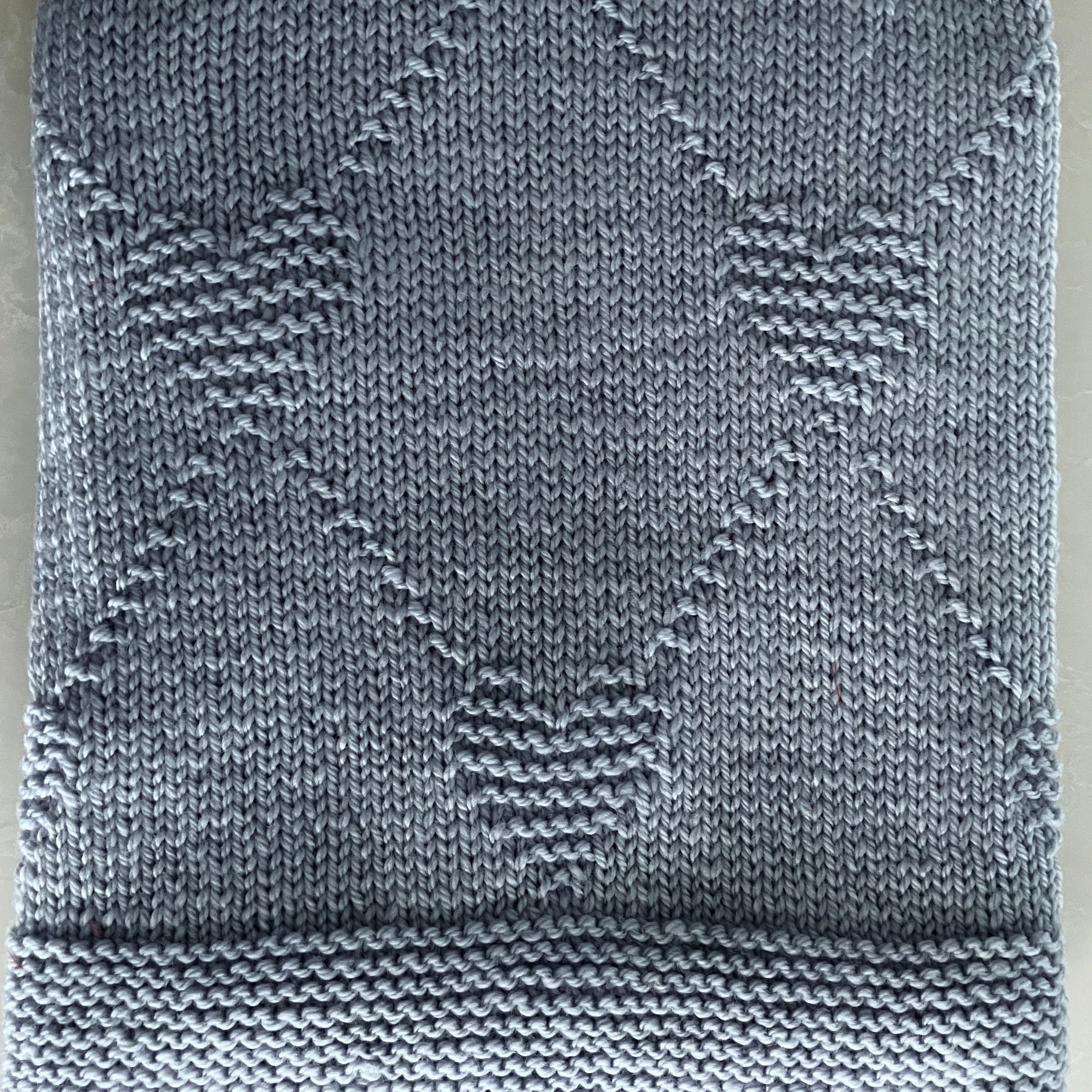 Baby shawl - hugs & kisses design - hand-knitted in Australian wool - moonflower blue