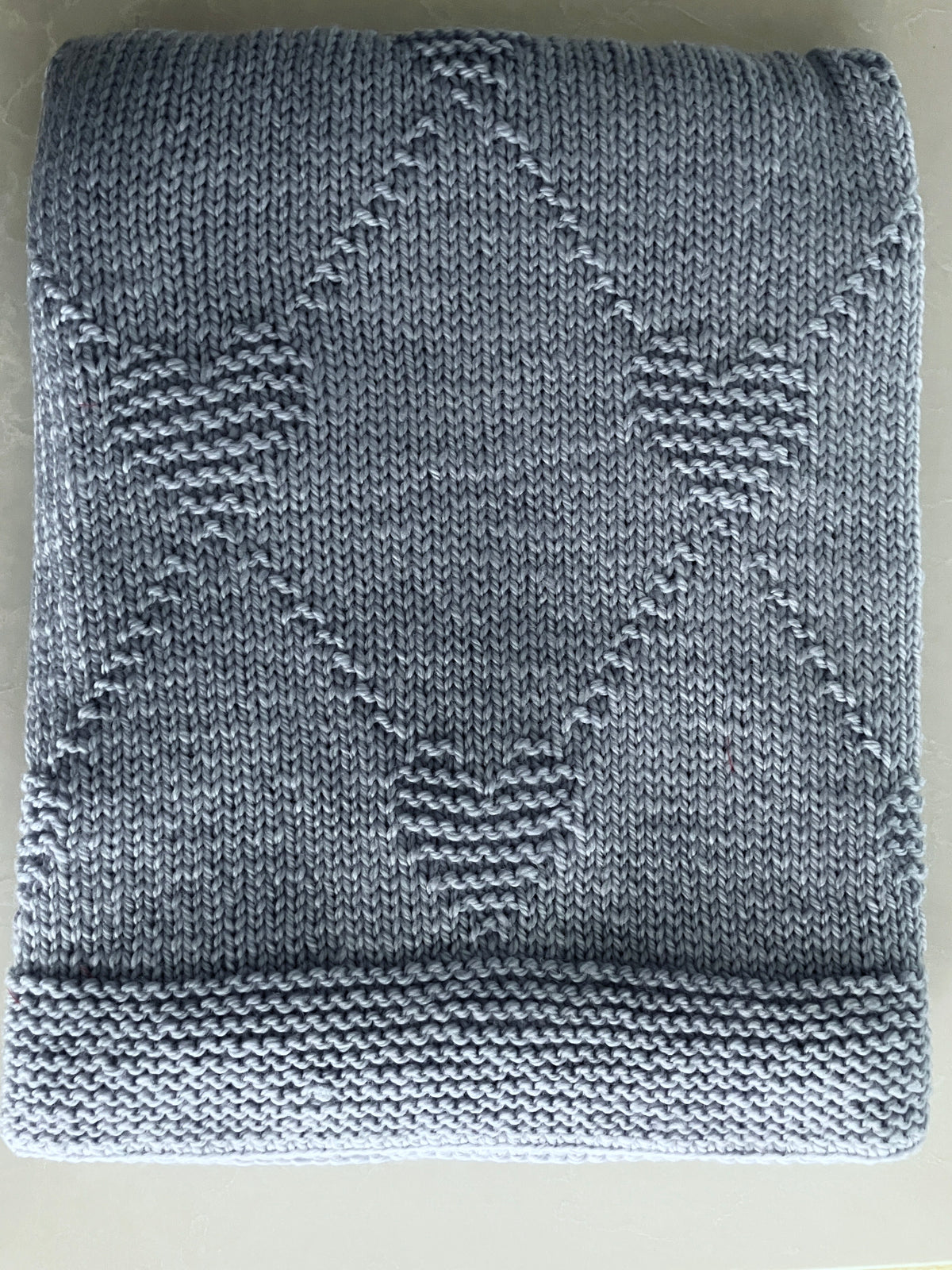 Baby shawl - hugs & kisses design - hand-knitted in Australian wool - moonflower blue