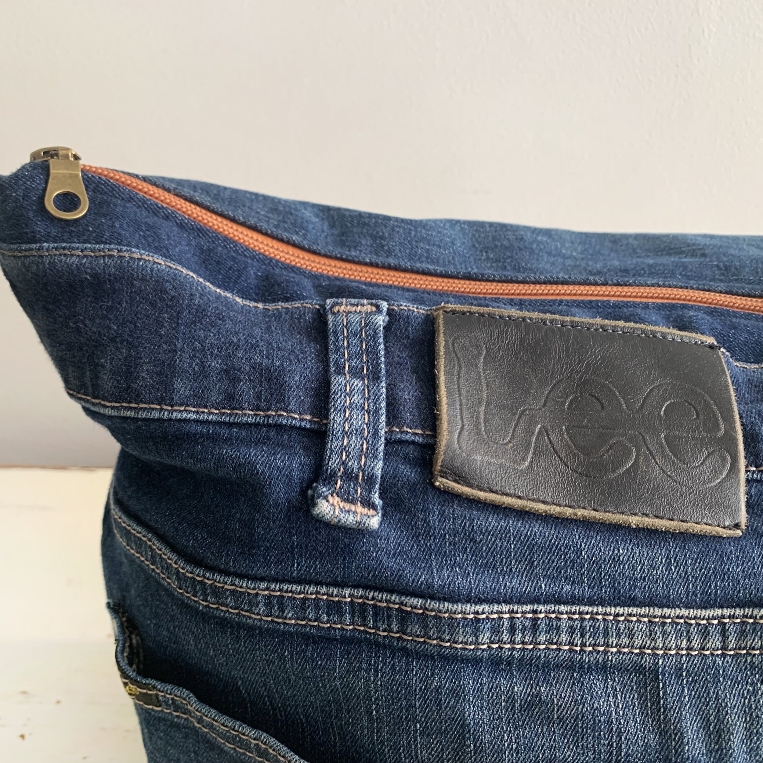 Upcycled Lee Denim Jeans Crossbody Bag