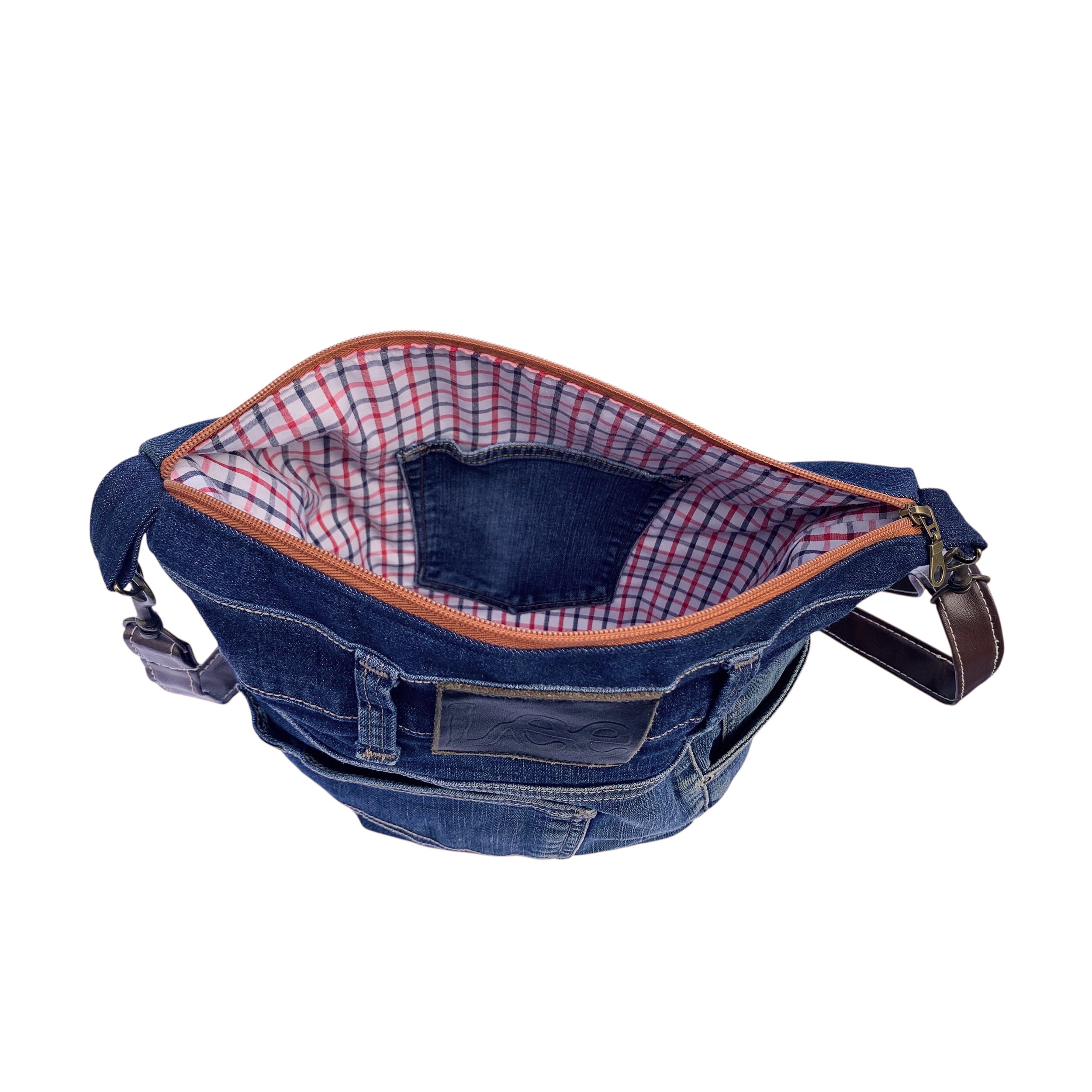 Upcycled Lee Denim Jeans Crossbody Bag
