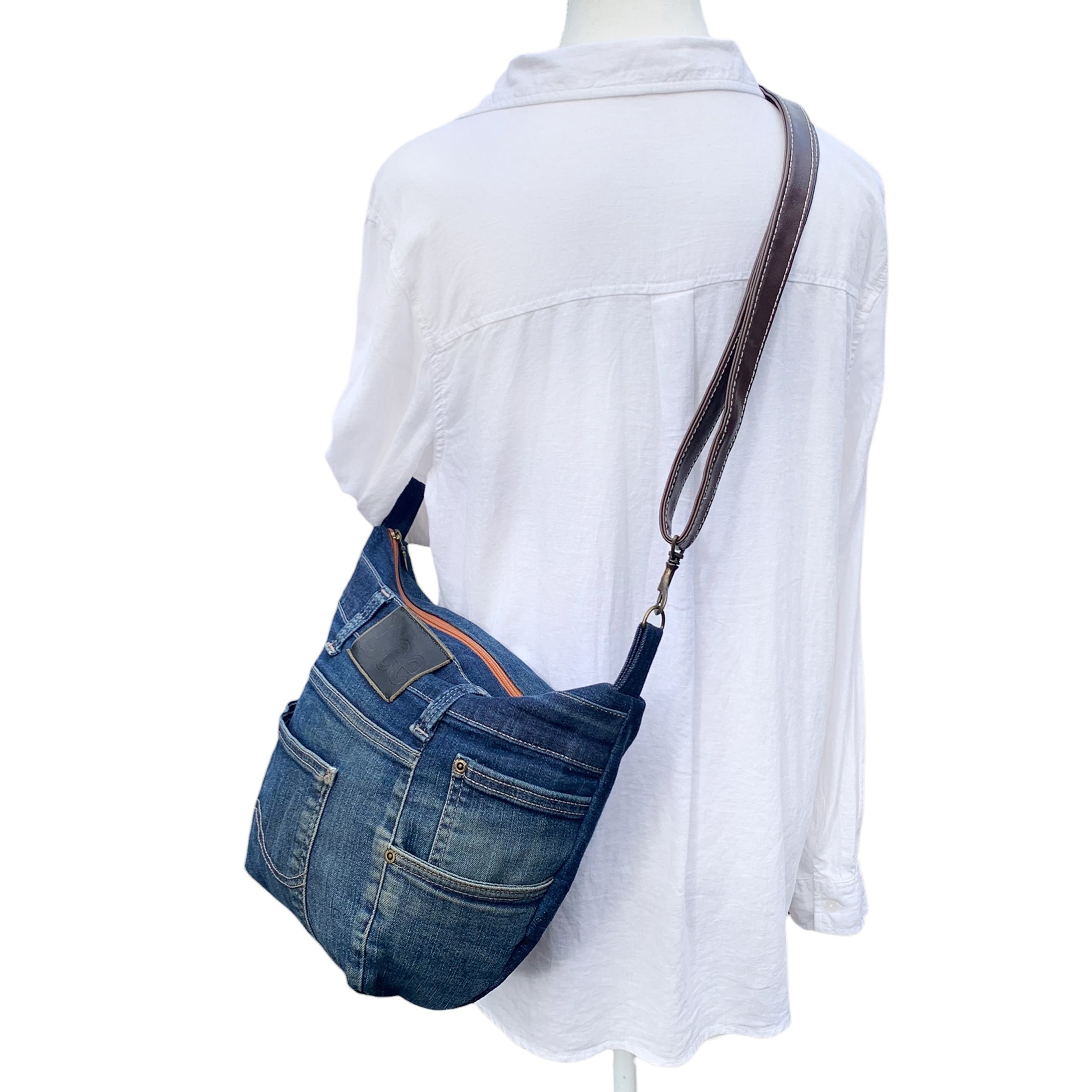 Upcycled Lee Denim Jeans Crossbody Bag