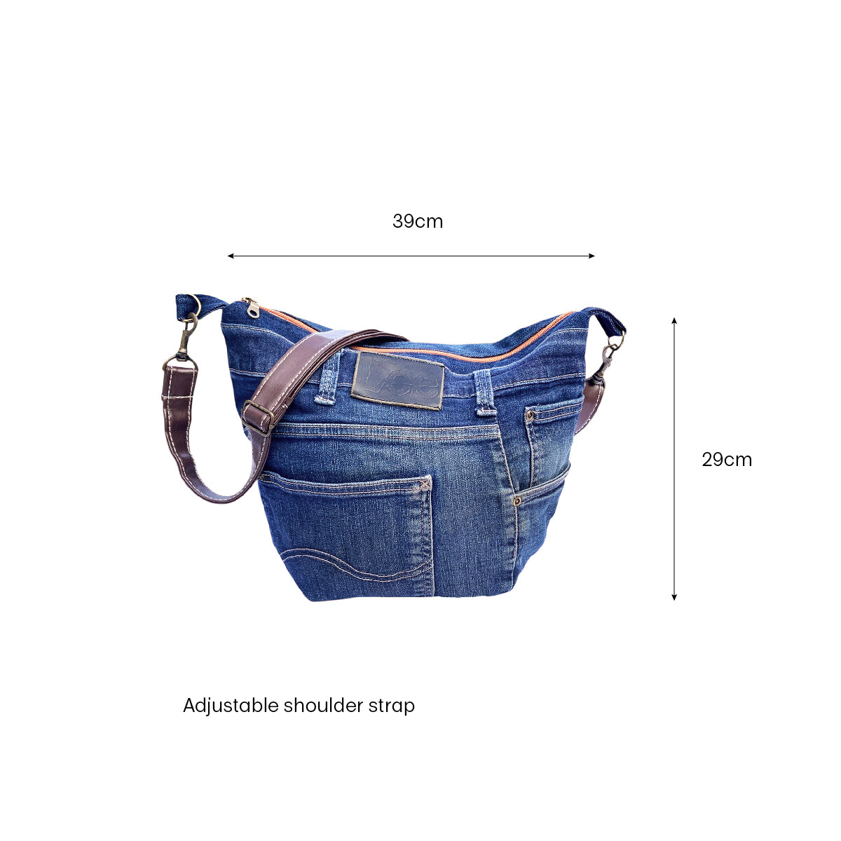 Upcycled Lee Denim Jeans Crossbody Bag