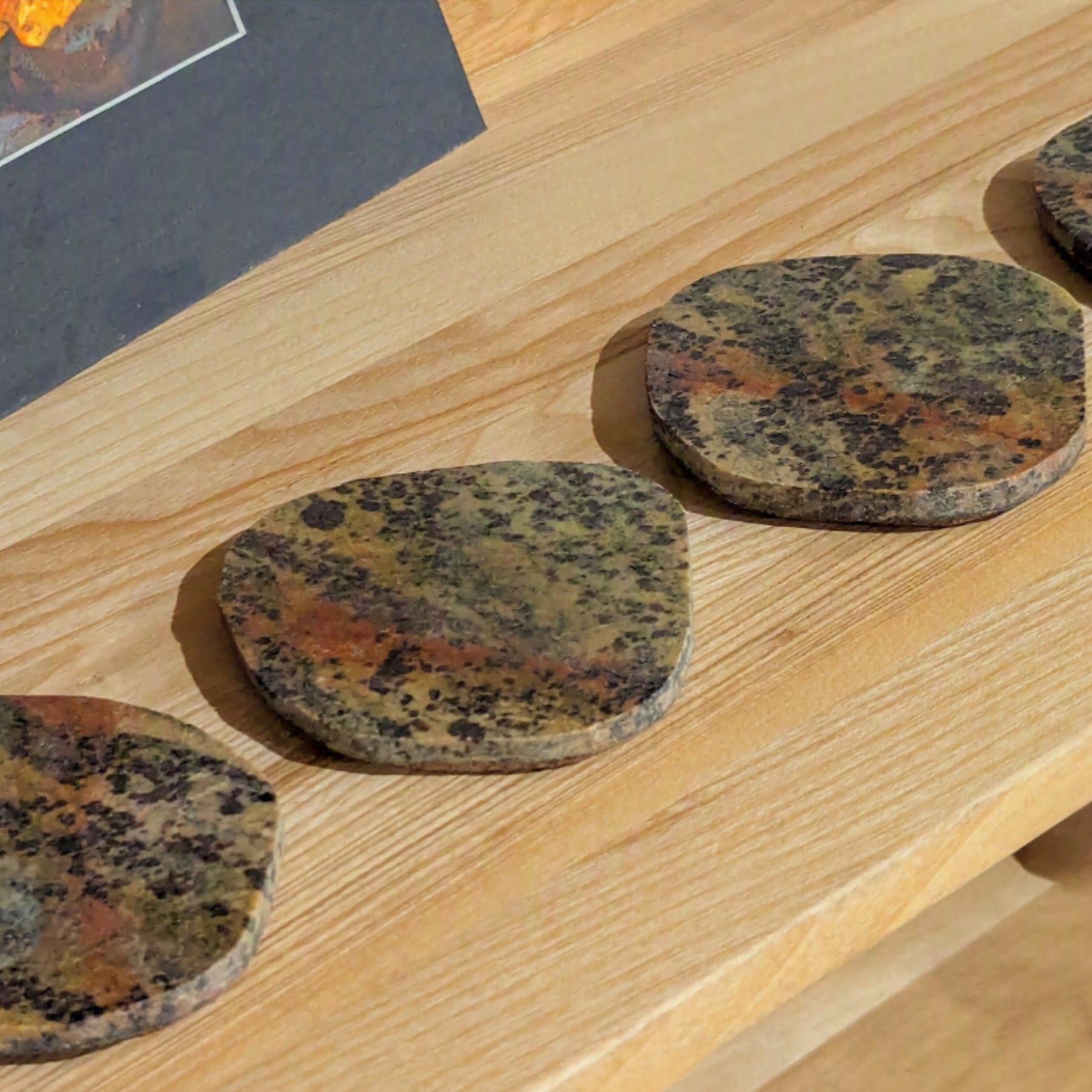 Set of FOUR Polished Mount Magnet Jasper Cup Coasters